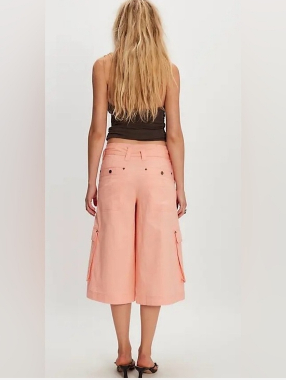 Free People Cropped Pants in Soft Peach - Picture 2 of 3